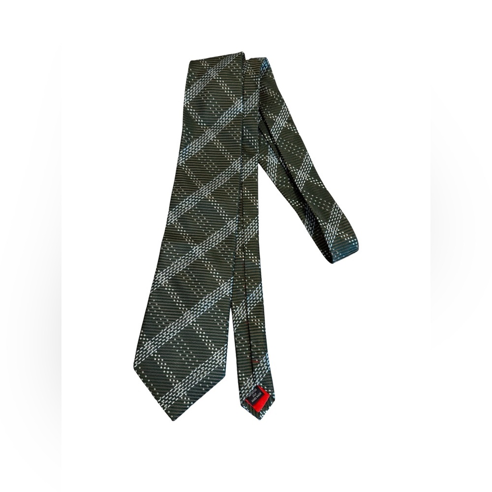 Oscar de la Renta 100% Silk plaid tie green luxury designer